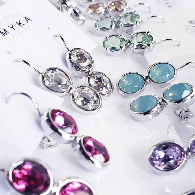 Val Small Dbl Oval Crystal Euroback Earring