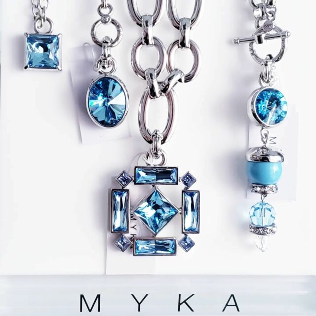 Calling all March Babies - we have your Aquamarine Birthstone in a huge assortment of detachable pendants,  tap the tags to shop online 😀 #Myka #mykadesigns #Swarovski #costumejewelry #jewelry #fashionaccessories #interchangeablejewelry #detachablependant #aquamarine #aquajewelry #marchbirthdays